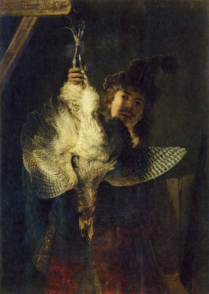 Rembrandt - A dead bittern held high by a hunter