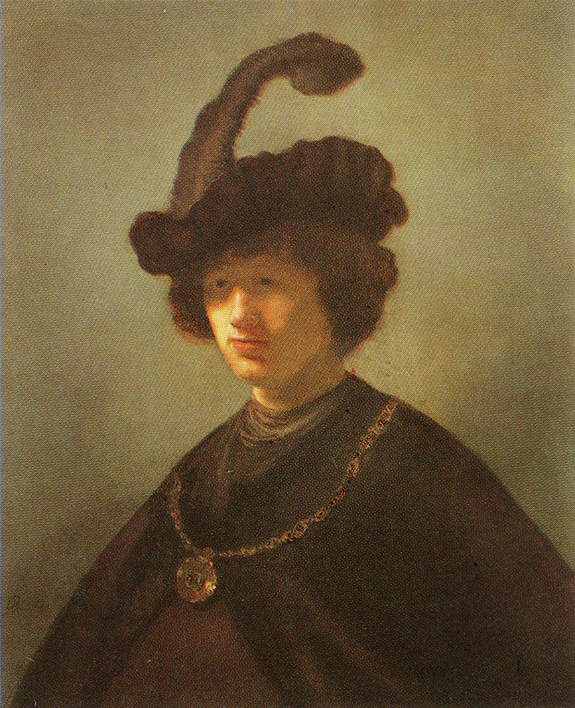Rembrandt - Bust of a young man in a plumed cap
