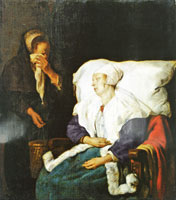 Gabriel Metsu A Sick Woman and a Weeping Maidservant