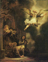 Rembrandt The Angel Leaving Tobit and His Family