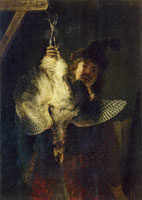 Rembrandt A dead bittern held high by a hunter