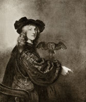 Rembrandt and workshop Portrait of a man with a hawk
