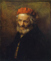 Circle of Rembrandt Old Man Wearing a Red Hat