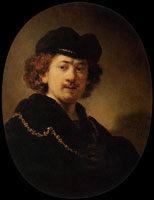Rembrandt Self-portrait with beret and gold chain