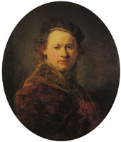 Rembrandt Self-portrait with beret and red cloak