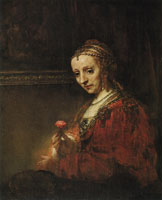 Rembrandt Woman with a Pink