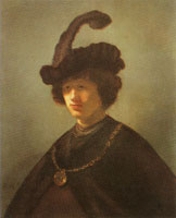 Rembrandt Bust of a young man in a plumed cap