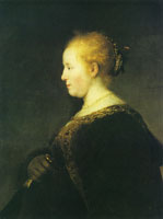 Rembrandt A Young Woman in Profile with a Fan