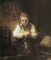 Samuel van Hoogstraten Girl with a Broom
