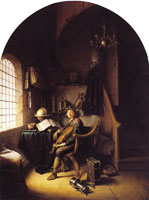 Gerard Dou An Interior with Young Violinist