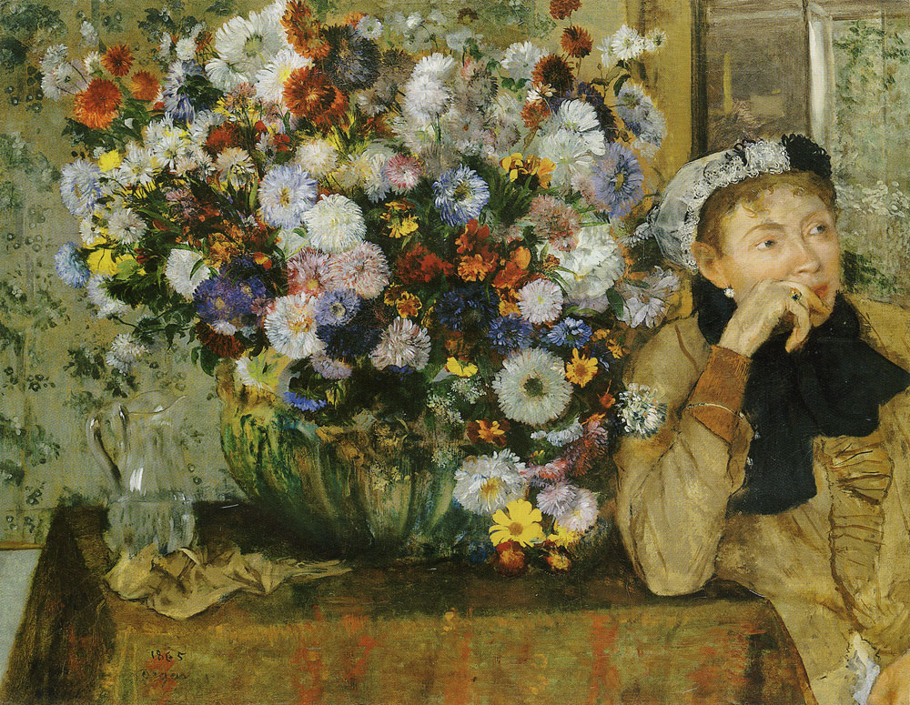 Edgar Degas - A Woman Seated beside a Vase of Flowers