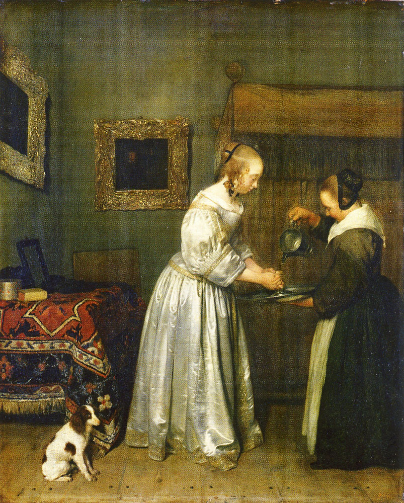 Gerard ter Borch - A Woman Washing her Hands