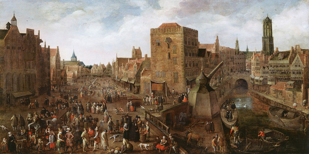 Joost Cornelisz. Droochsloot - The Ganzenmarkt and the Stadhuisbrug in Utrecht