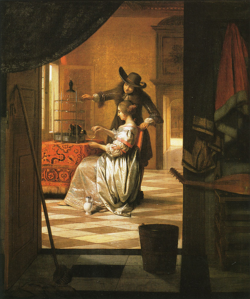 Pieter de Hooch - Couple with a Parrot