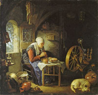 Gerard Dou An Old Woman at Prayer before her Meal
