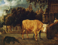 Jan van der Heyden and Adriaen van de Velde Bull with the St. Elisabeth Gasthuis, Amsterdam