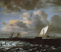 Jacob van Ruisdael Vessels in a Choppy Sea