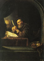 Frans van Mieris the Elder An Old Scholar Cutting his Pen