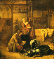 Pieter de Hooch A Soldier with Dead Birds and Other Figures in a Stable