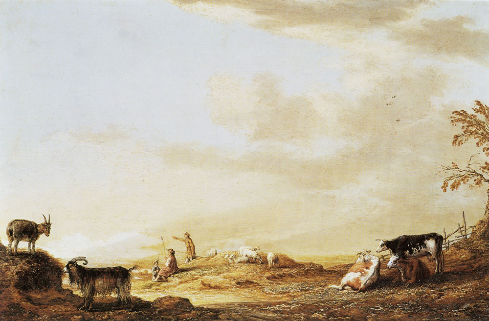 Aelbert Cuyp - Open countryside with shepherds and animals