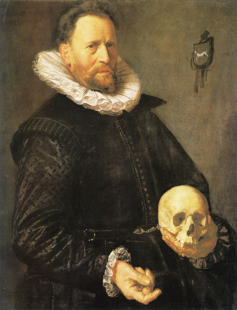 Frans Hals - Portrait of a man holding a skull