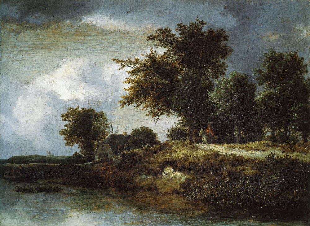 Jacob van Ruisdael - Wooded River Bank