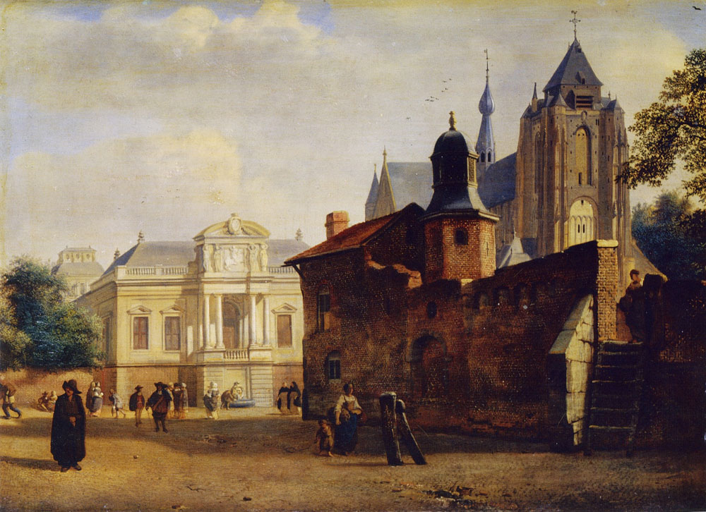 Jan van der Heyden - A Baroque Palace with the Groote Kerk, Veere