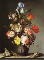 Balthasar van der Ast Flowers in a vase with shells and insects