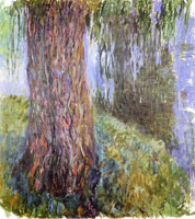 Claude Monet Water lily garden with weeping willow