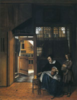 Pieter de Hooch A Woman with a Young Boy Preparing for School