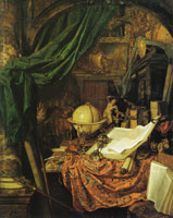 Jan van der Heyden Still Life with Globe, Books, Sculpture, and Other Objects