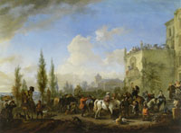 Philips Wouwerman A hawking party taking leave of their hostess