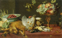 Frans Snyders Still life with small game and fruits