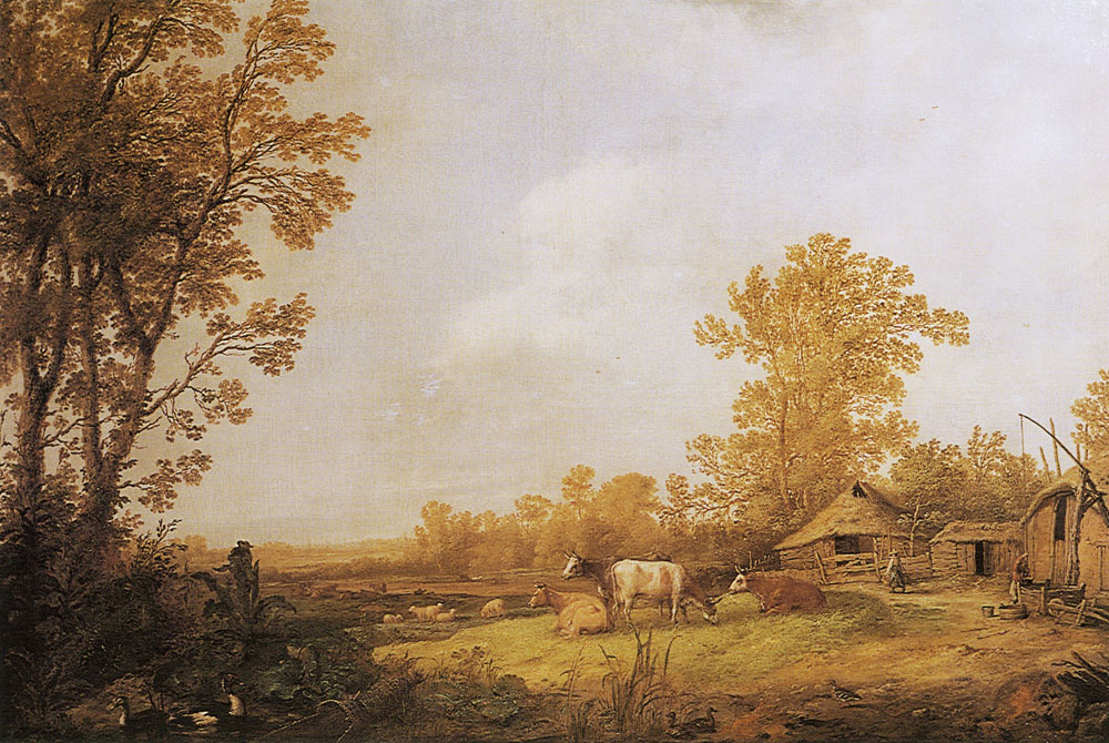Aelbert Cuyp - A farm with cottages and animals