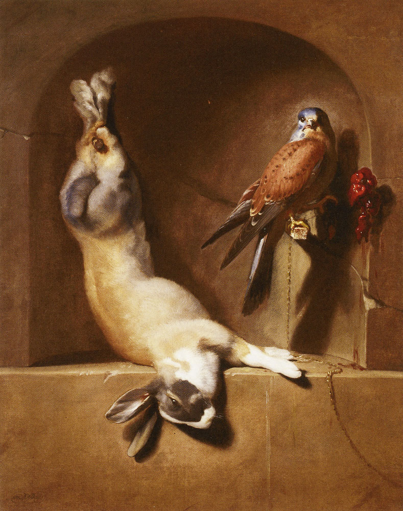 Dirck de Bray - Still Life with a Dead Rabbit and Falcon 