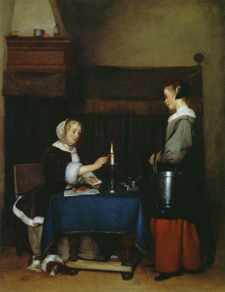 Gerard ter Borch - Woman sealing a letter