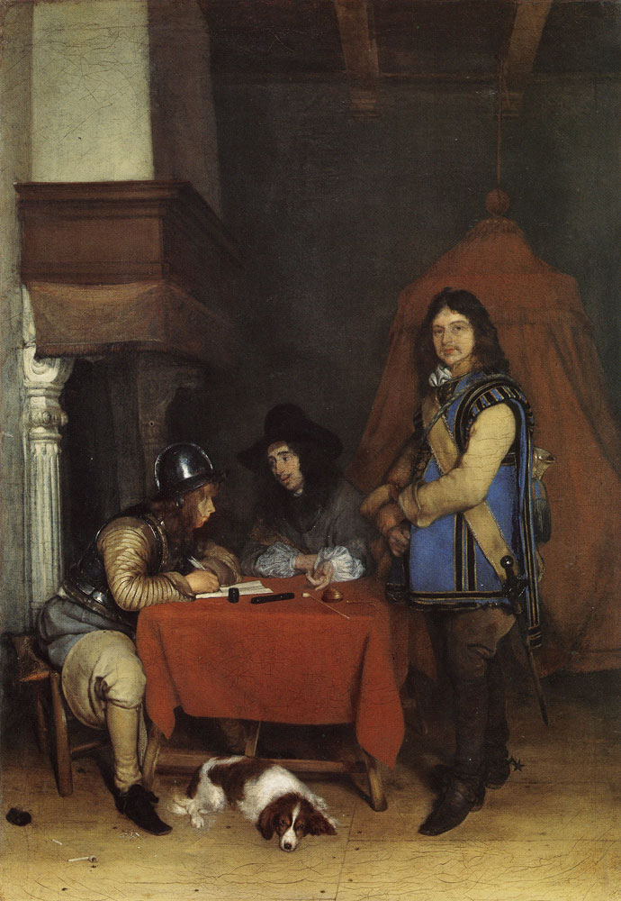 Gerard ter Borch - Officer dictating a letter while a trumpeter waits