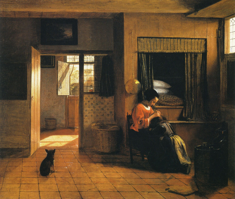 Pieter de Hooch - A Mother and Child with its Head in her Lap