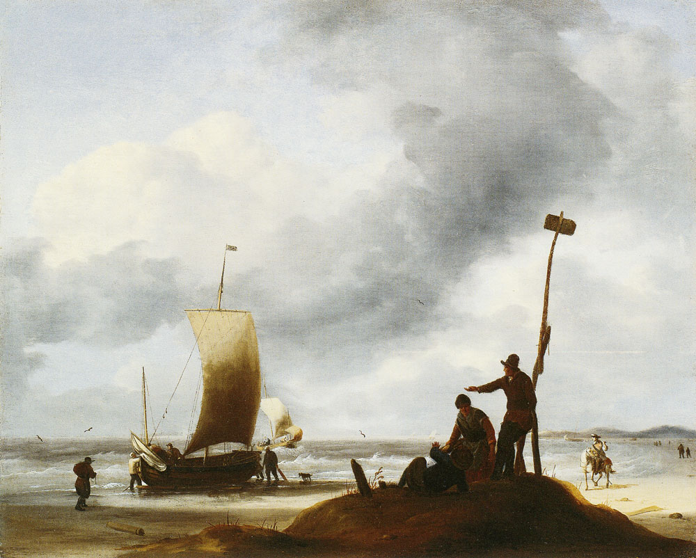 Ludolf Backhuysen - Beach with fishing ships