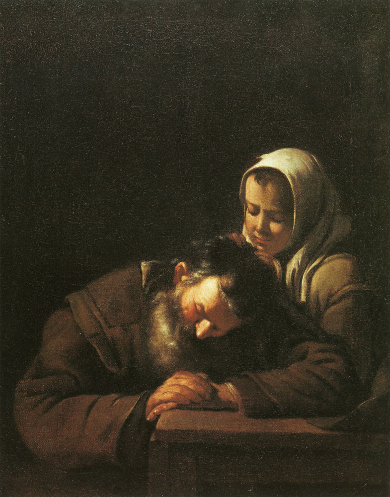 Michael Sweerts - Sleeping old man with a girl