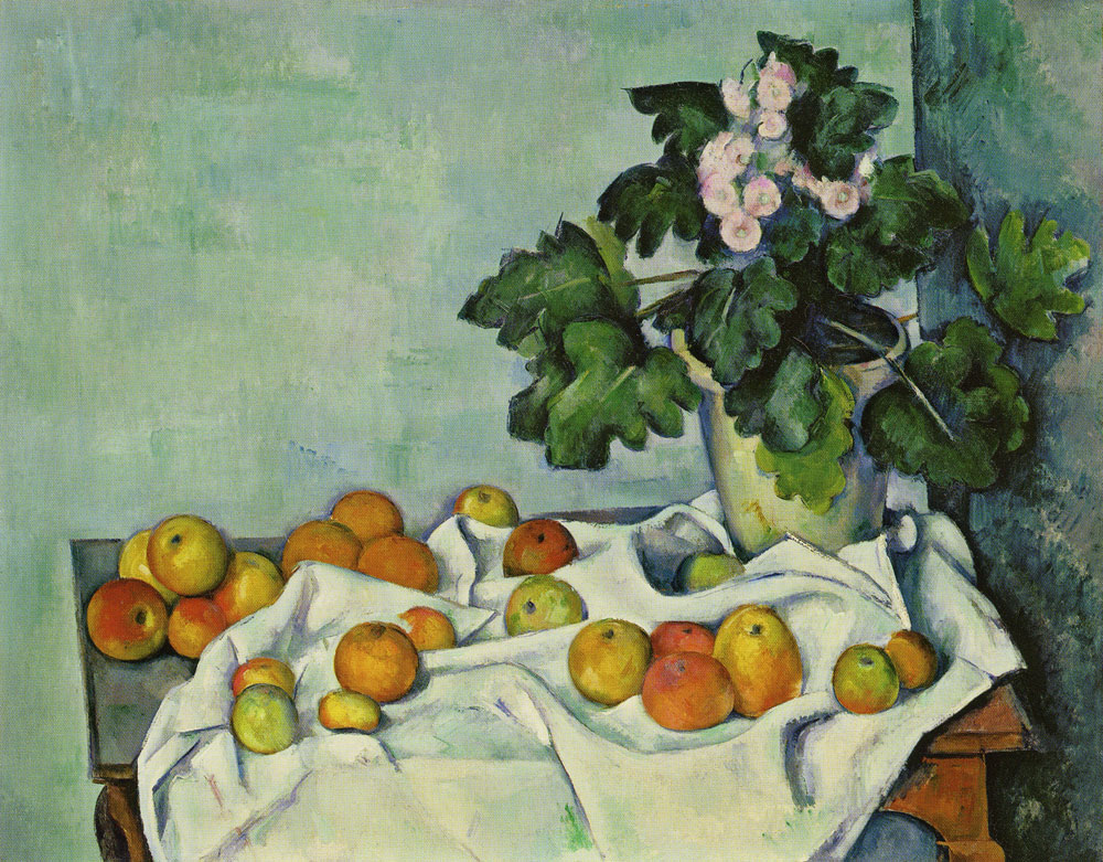 Paul Cézanne - Still Life with Apples and a Pot of Primroses