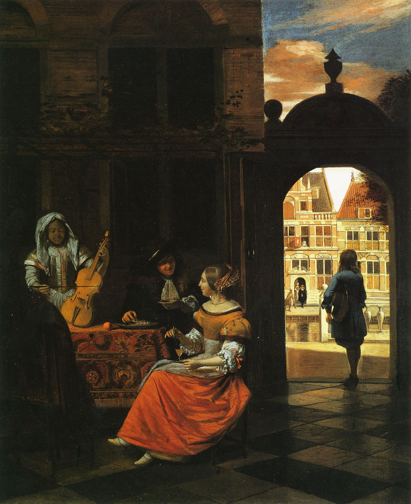 Pieter de Hooch - A Musical Company in a Courtyard