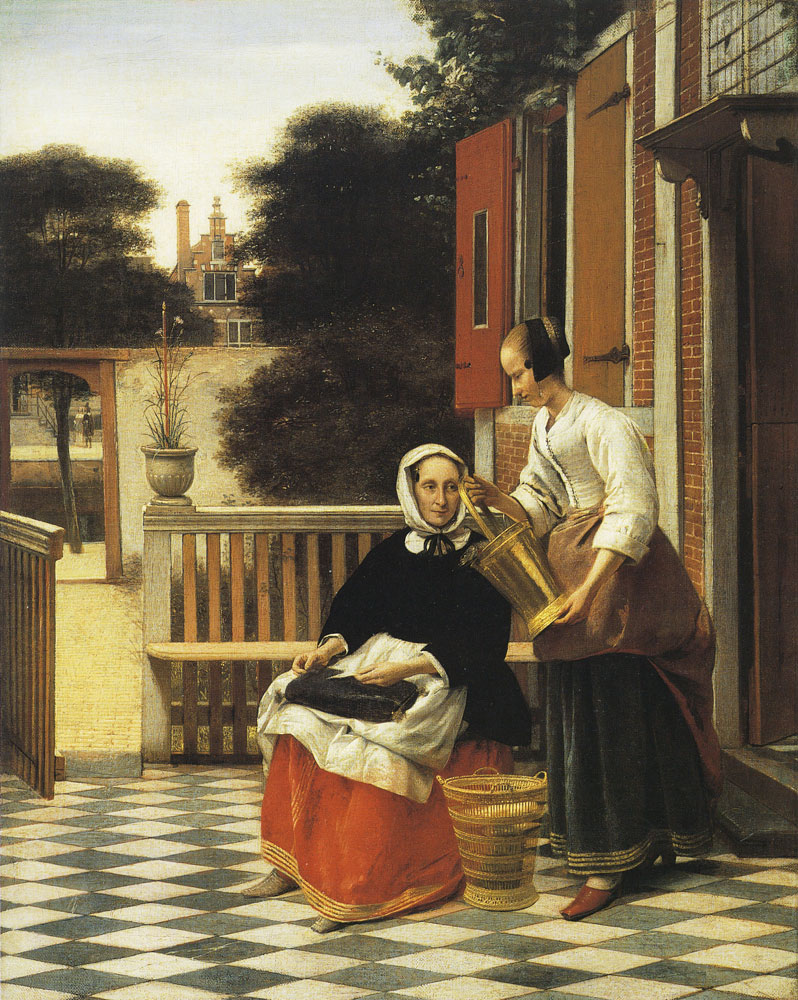 Pieter de Hooch - Woman and Maidservant in a Courtyard