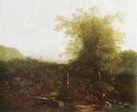 Adam Pijnacker Landscape with trees and a ford