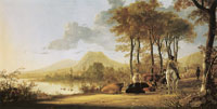 Aelbert Cuyp River landscape with horseman and peasants