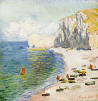 Claude Monet Etretat, the beach and the eastern rock arch