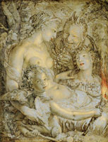 Hendrick Goltzius Venus and Cupid with Two Satyrs