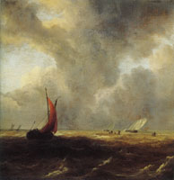 Jacob van Ruisdael Sailing Vessels in a Choppy Sea