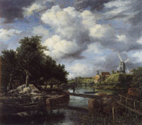 Jacob van Ruisdael Landscape with a Windmill Near a Town Moat