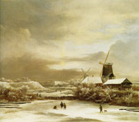 Jacob van Ruisdael Winter Landscape with Two Windmills